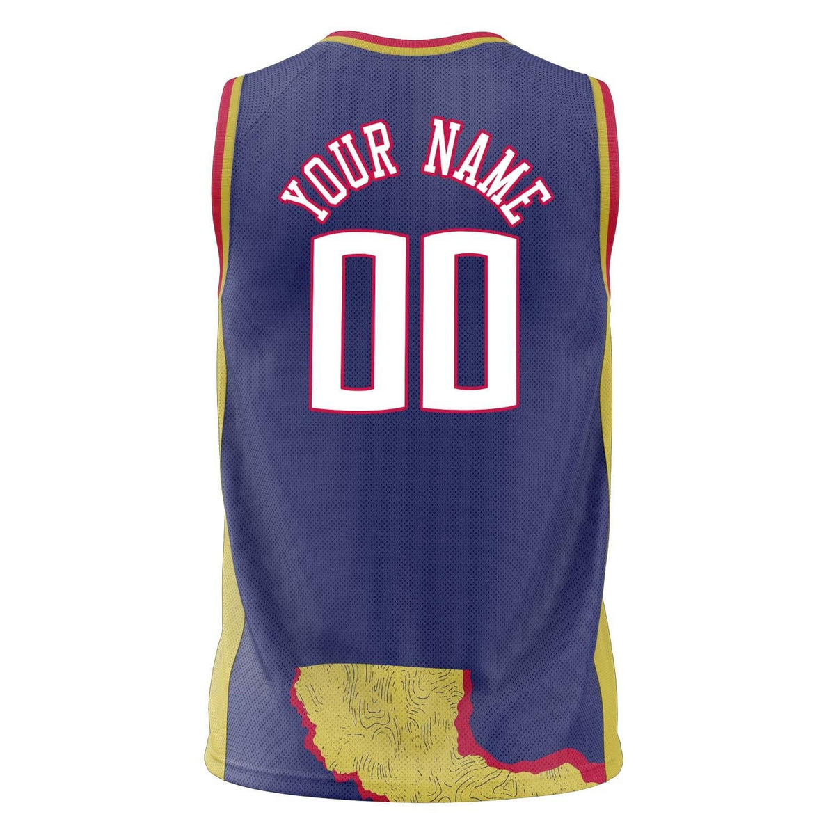 Custom Navy Yellow Pattern Basketball Jersey