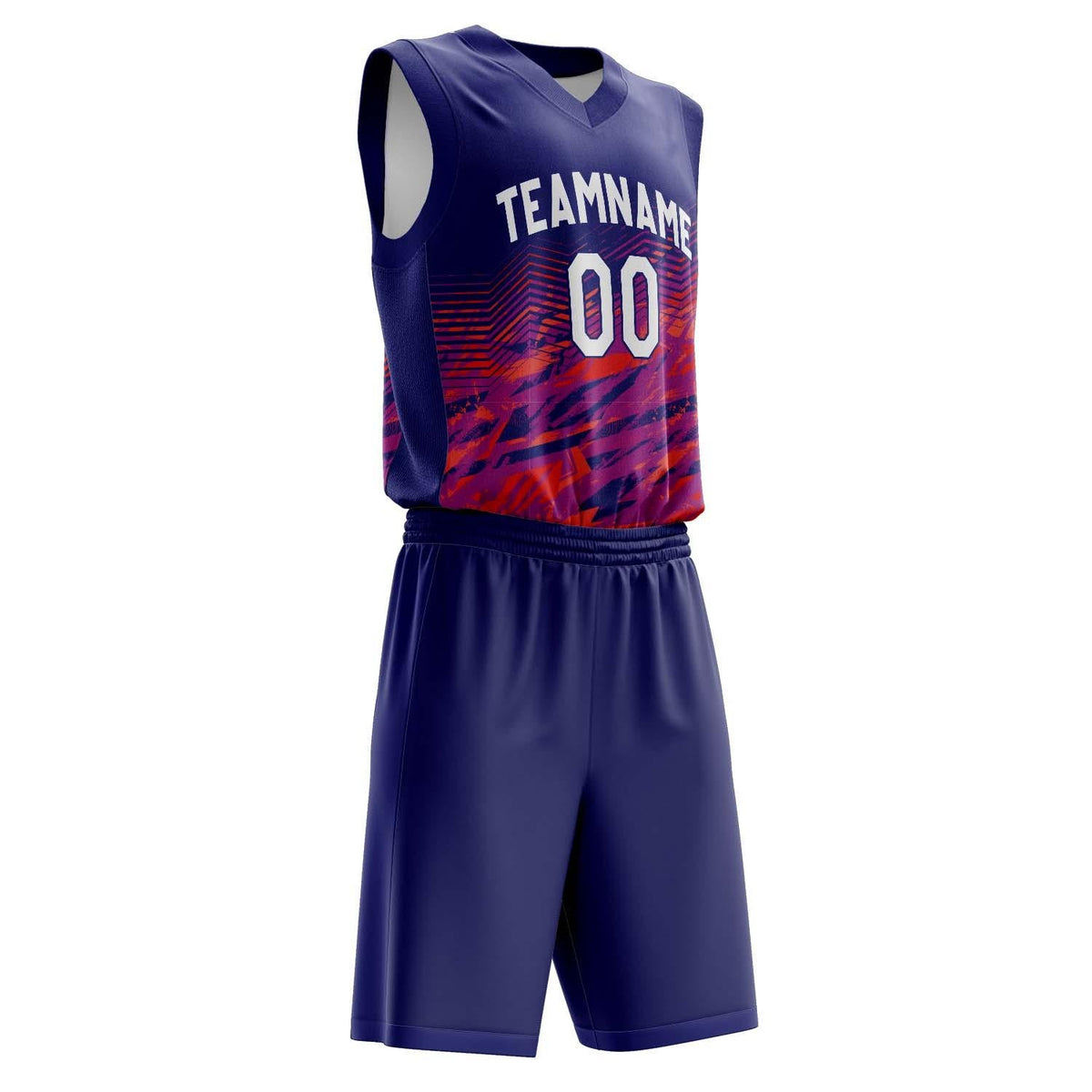 Custom Navy Red Pattern Basketball Jersey