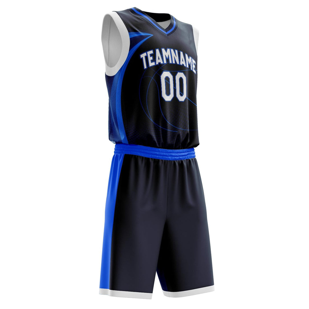 Custom Navy White Pattern Basketball Jersey