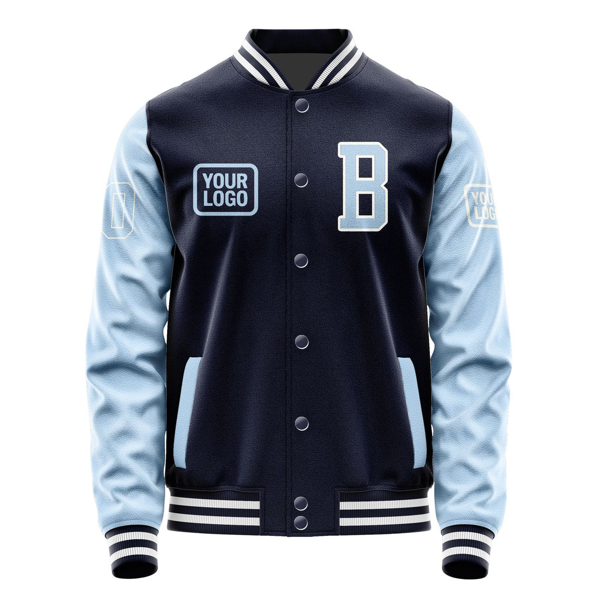 Custom Navy Light Blue Jacket JA111108111818080818